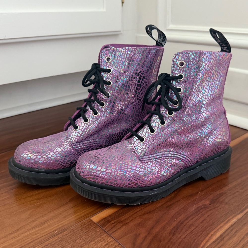 Dr Martens 1460 Pascal Snake Metallic Suede Boots Sz US 7 L